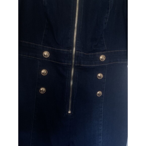 Retro 70s Y2K inspired Denim Jumpsuit Puff 3/4 Sleeve by Venus Sz 14 - Picture 3 of 7